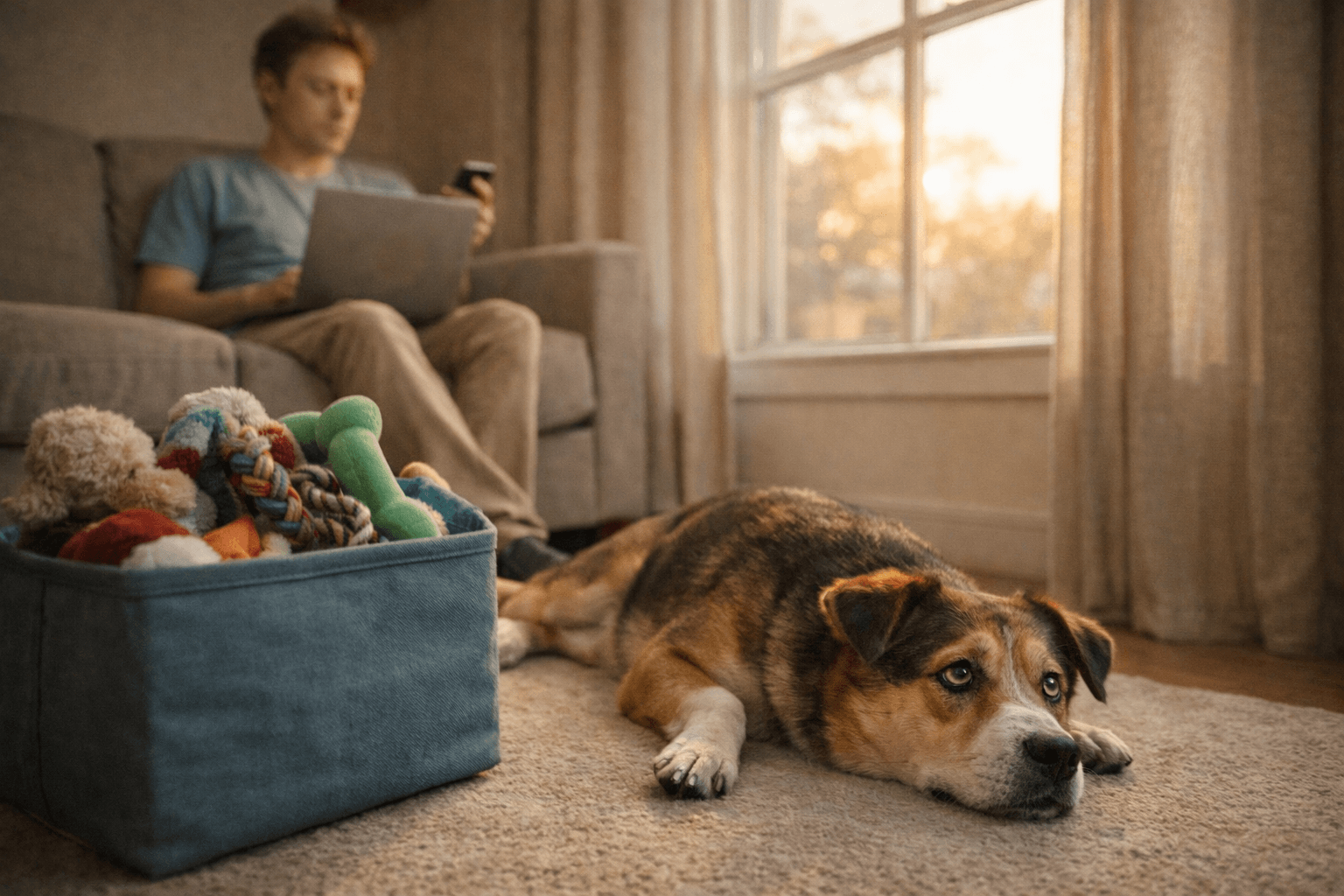 Cão entediado: quando o amor não é suficiente.