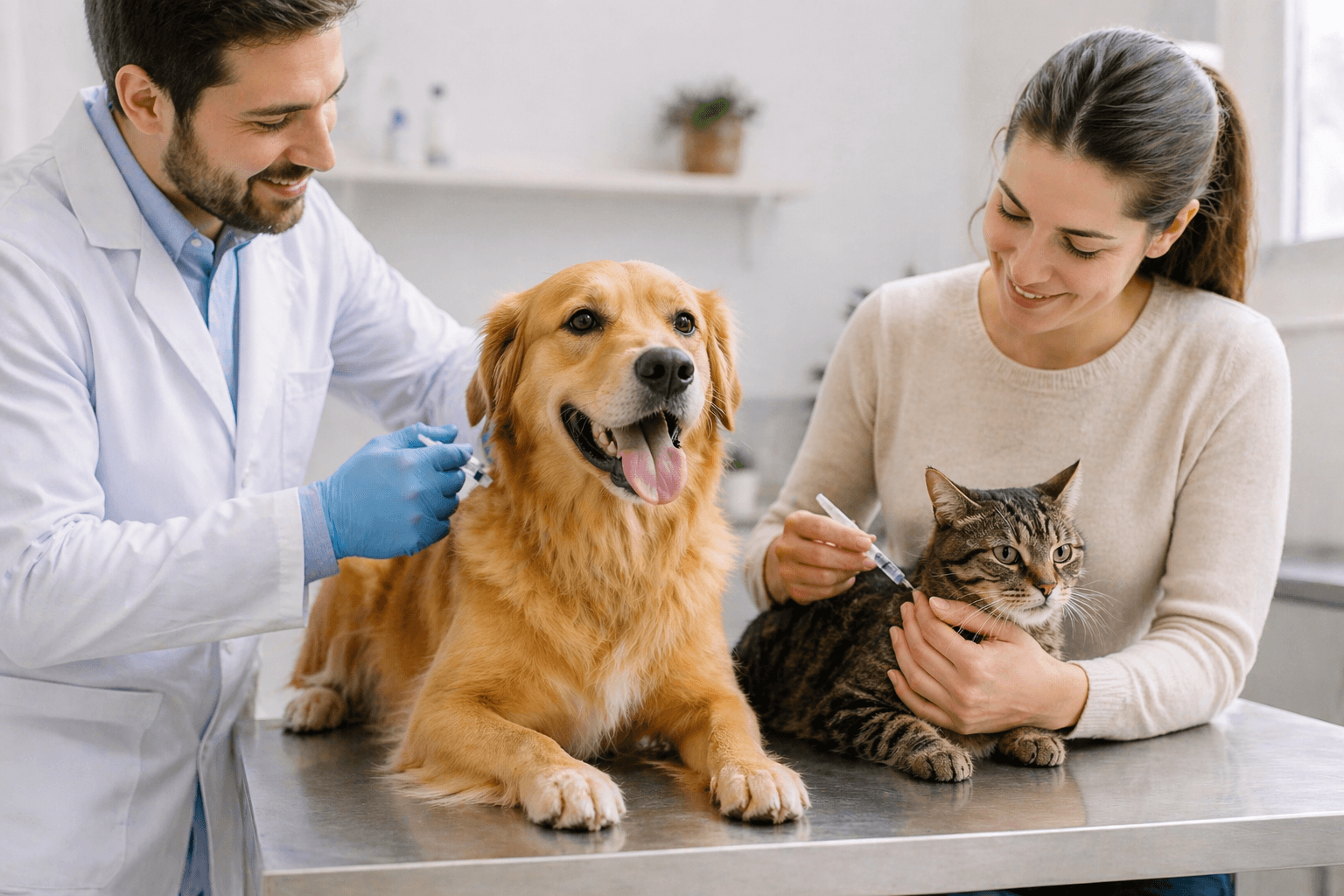Vacinação em dia: guia simples por idade de cão e gato.