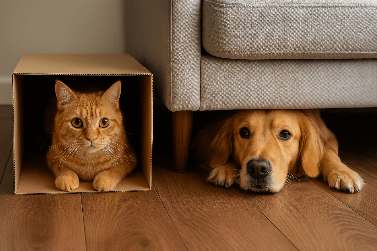 Por que cães e gatos gostam de se esconder?