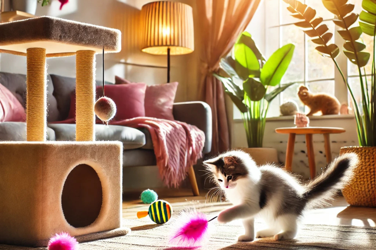 Gato feliz em casa