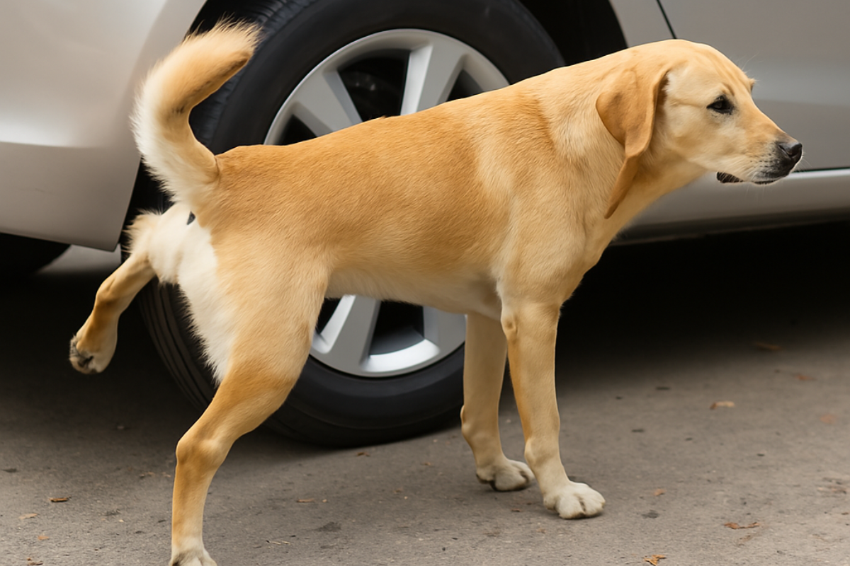 Por que os cachorros fazem xixi na roda do carro?